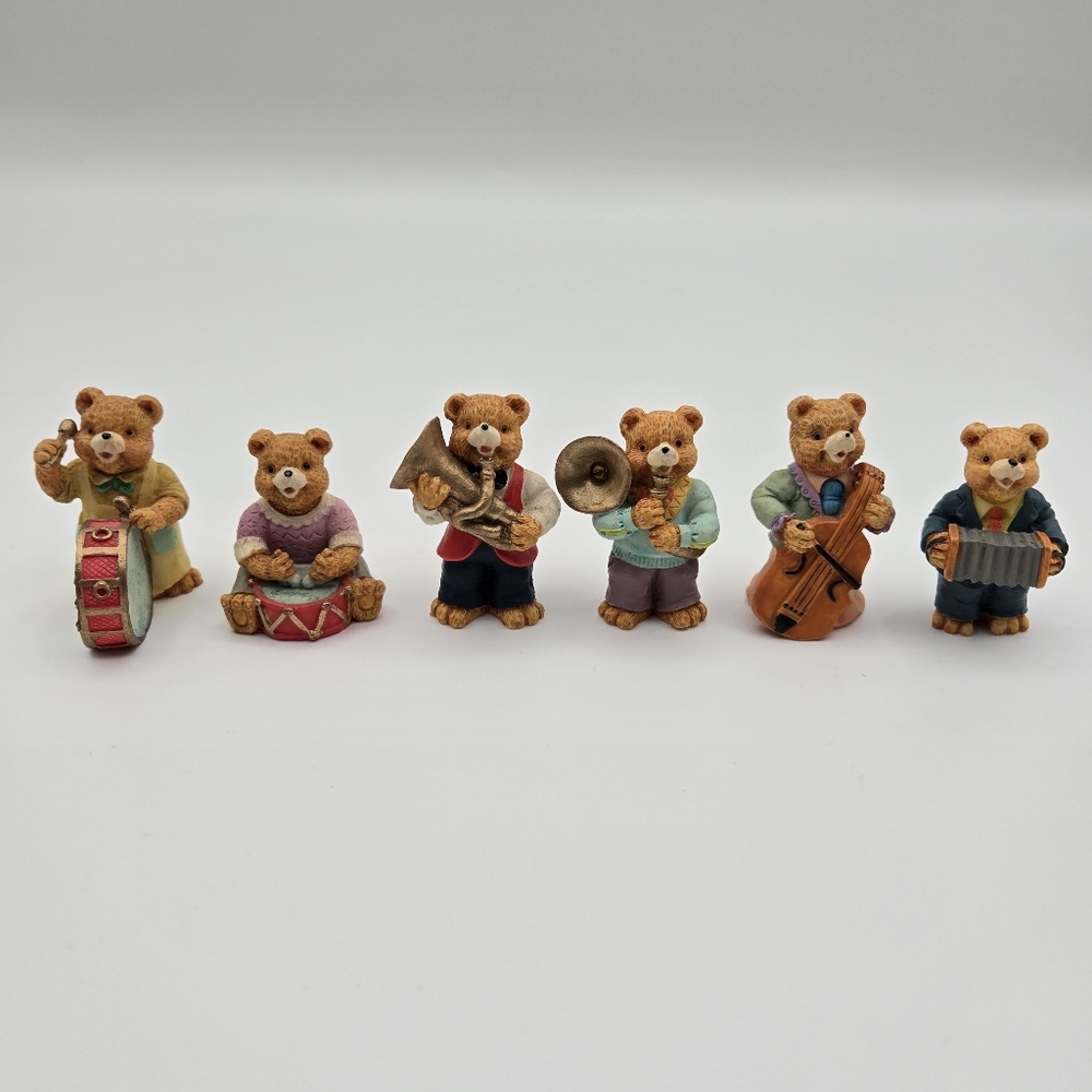 J.C. 1995 Set of 6 Bear Musicians Orchestra Band Instruments Porcelain Figurines